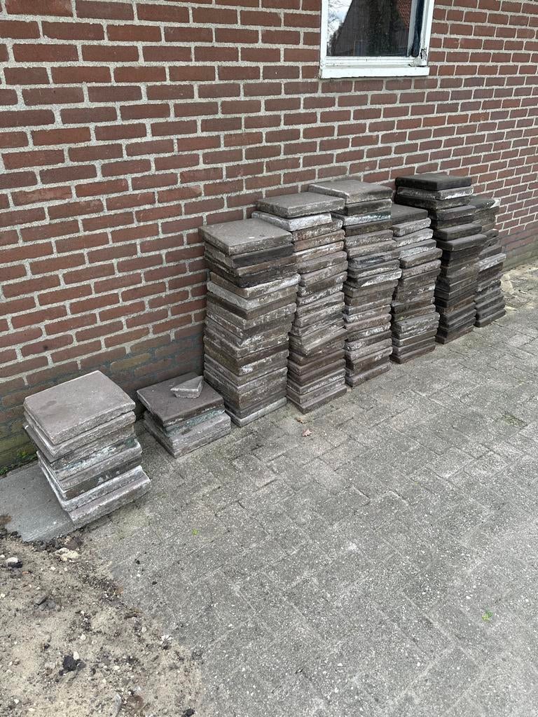 Gratis stoeptegels af te halen, Tuin en Terras, Tegels en Klinkers, Ophalen, Gebruikt, 10 m² of meer, Beton