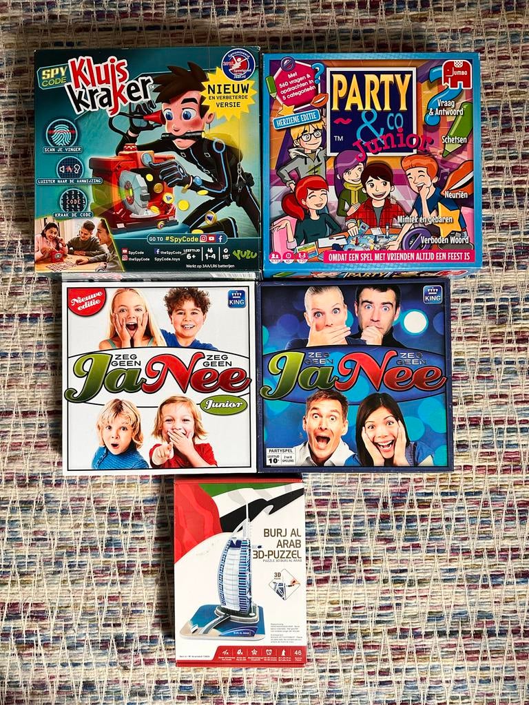 Diverse Spellen: Spy Code, Party & Co Junior, Zeg Geen Ja/Ne, Een of twee spelers, Ophalen of Verzenden, Zo goed als nieuw