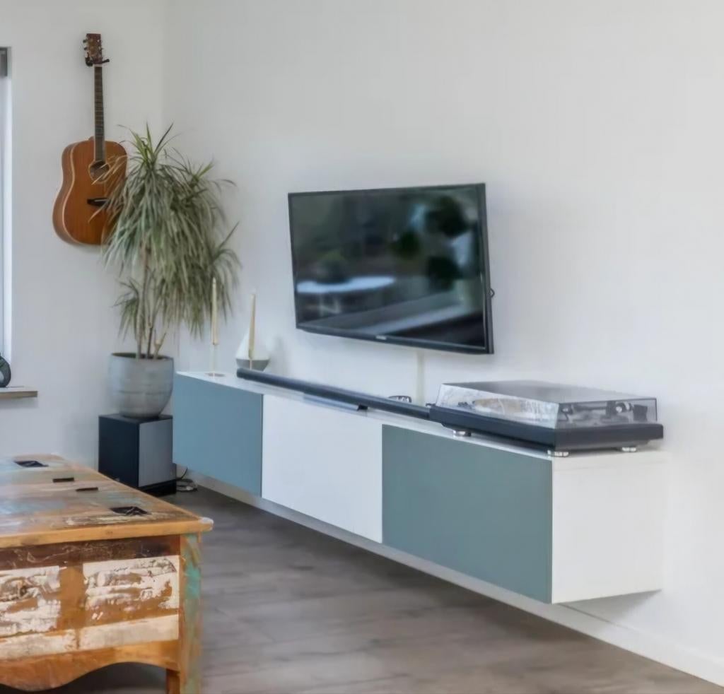 IKEA BESTÅ TV-meubel met deuren, 180x42x38 cm, Huis en Inrichting, Ophalen, Overige materialen, Modern, Scandinavisch, 150 tot 200 cm