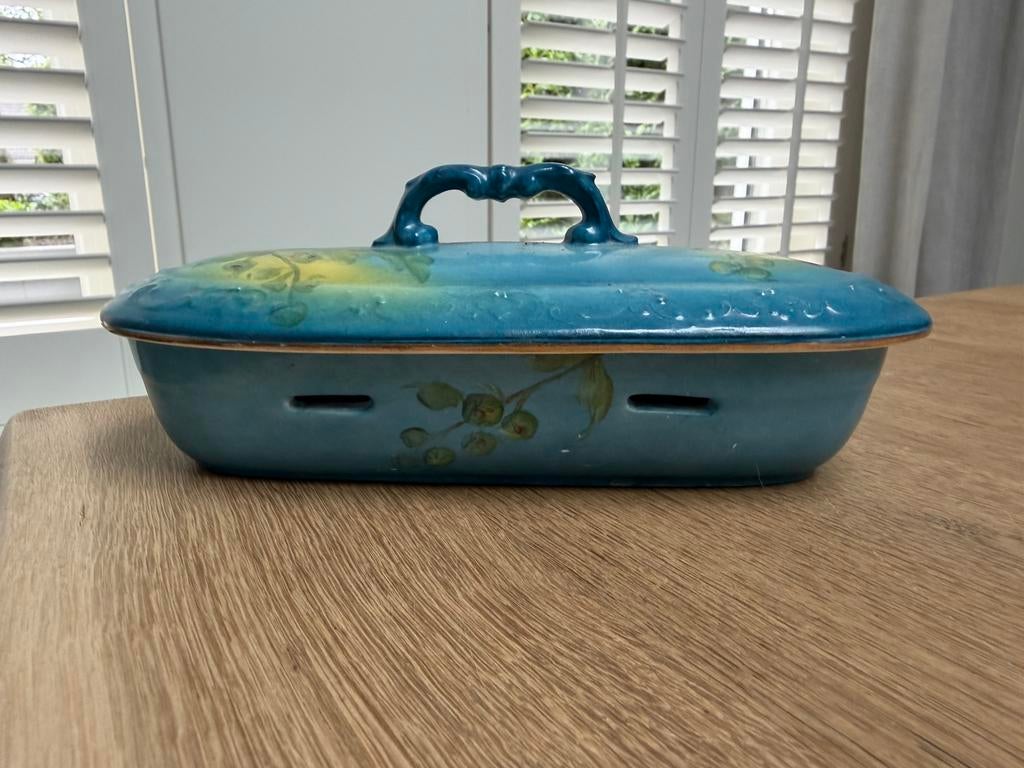 Antieke botervloot handgeschilderd omstreeks 1930, Ophalen of Verzenden