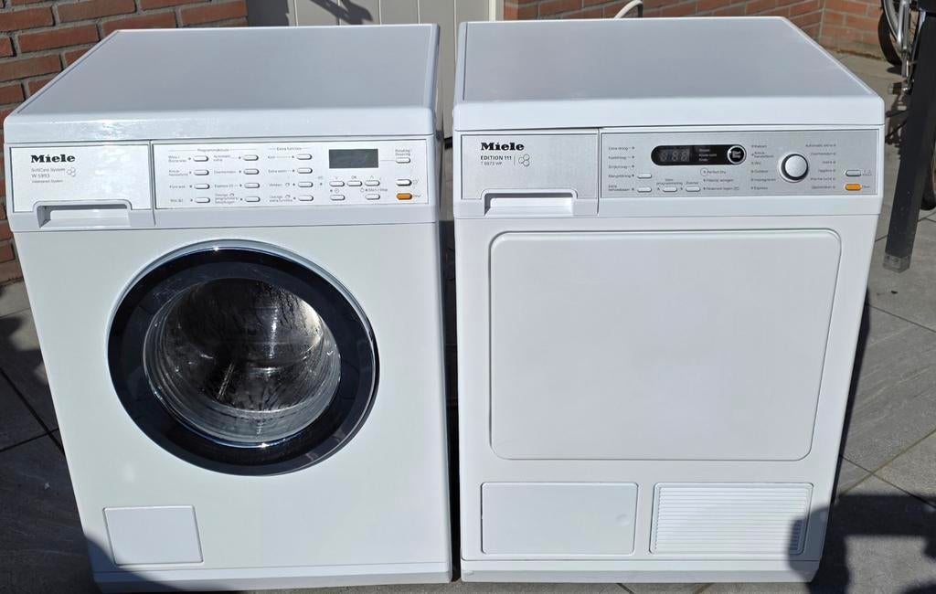 Miele wasmachine W 5993 en warmtepompdroger T 8873 WP, Ophalen, Gebruikt, 8 tot 10 kg, Handwasprogramma
