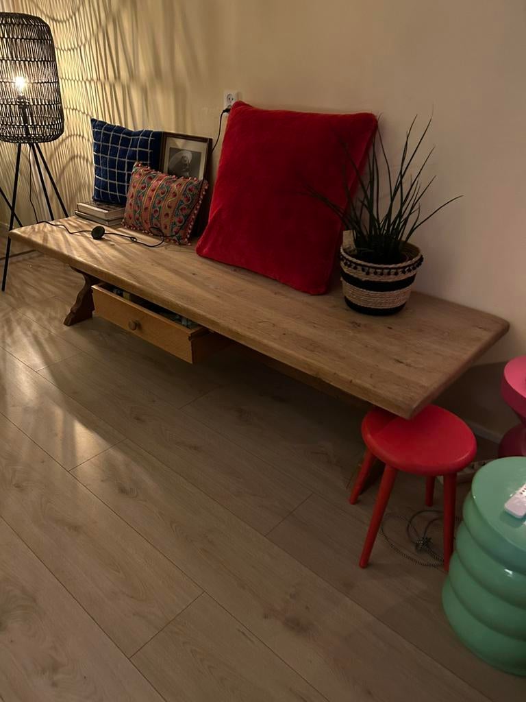Mooie salontafel oud eikenhout kloostertafel, Huis en Inrichting, Tafels | Salontafels, Ophalen, Eikenhout, 200 cm of meer, 50 tot 100 cm