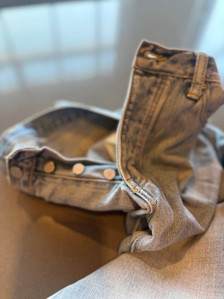 MNML Biker Jeans uit Amerika - Lichtblauw, Ophalen of Verzenden, Zo goed als nieuw, Blauw, W33 - W34 (confectie 48/50)