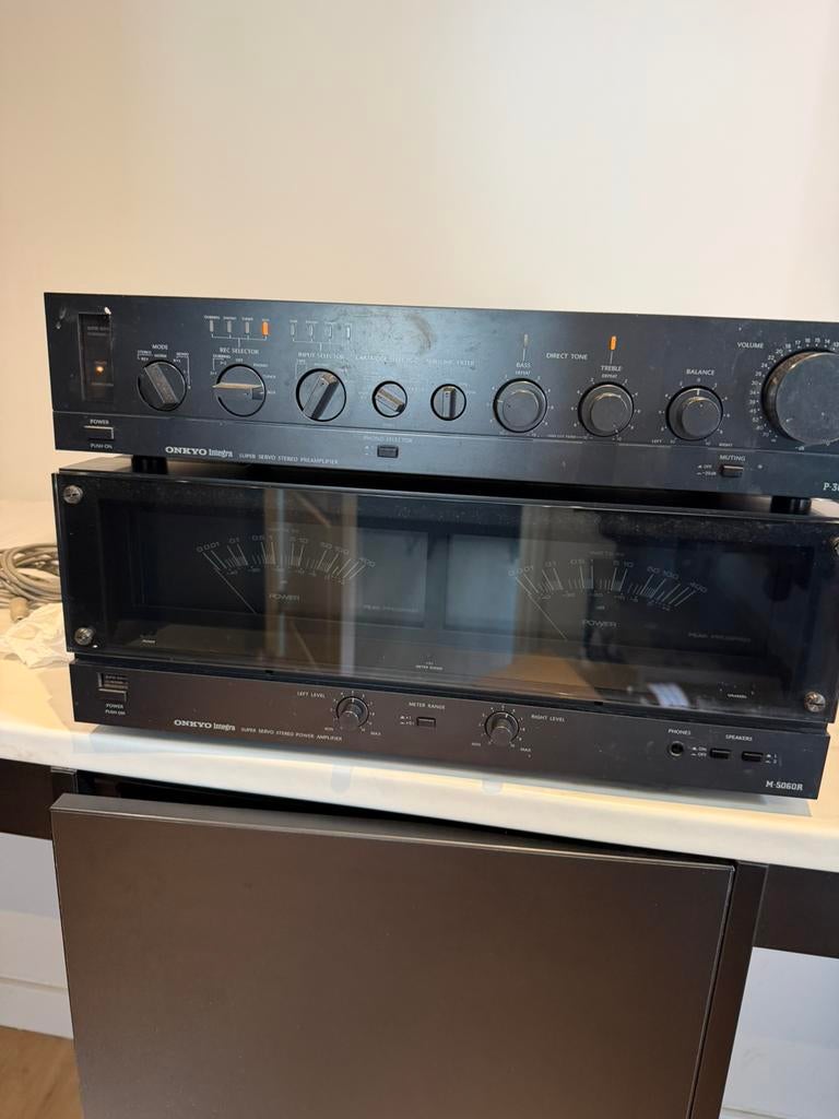 Onkyo M-5060R en P-3060R, Ophalen, Zo goed als nieuw, 120 watt of meer, Onkyo