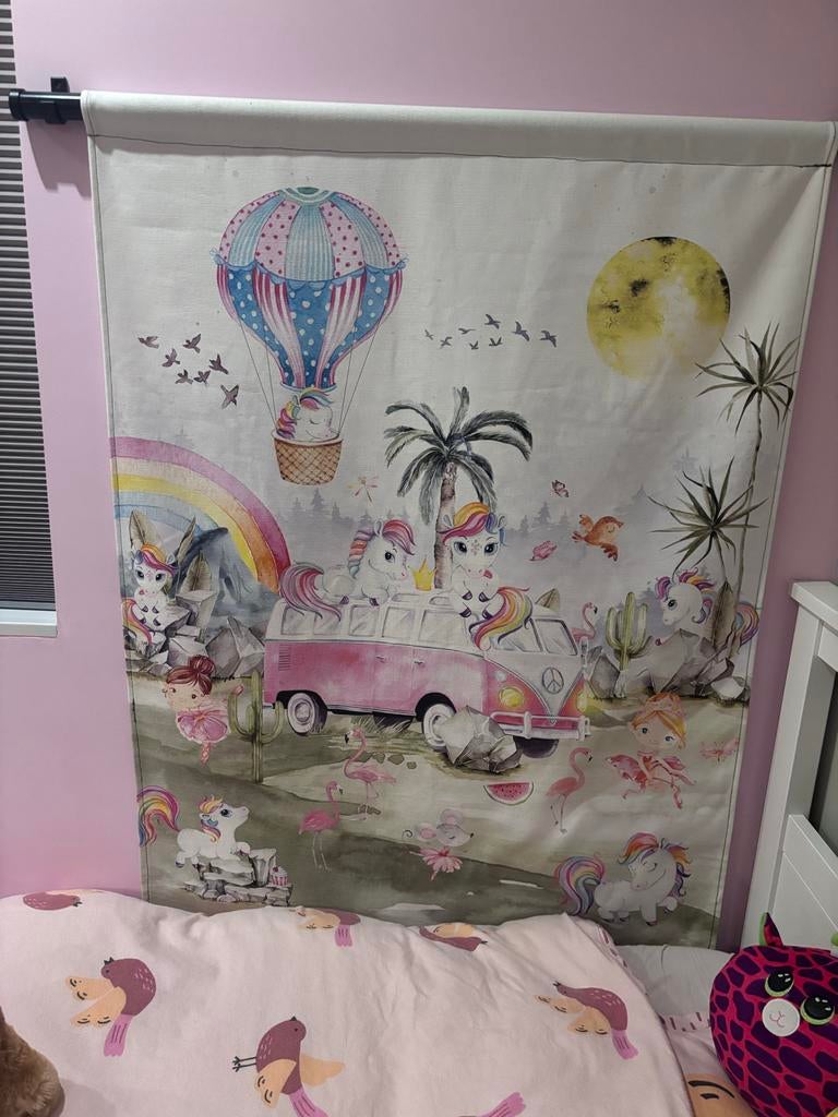 Leuk wandkleed met eenhoorns, Huis en Inrichting, Woonaccessoires | Wanddecoraties, Ophalen of Verzenden, Zo goed als nieuw