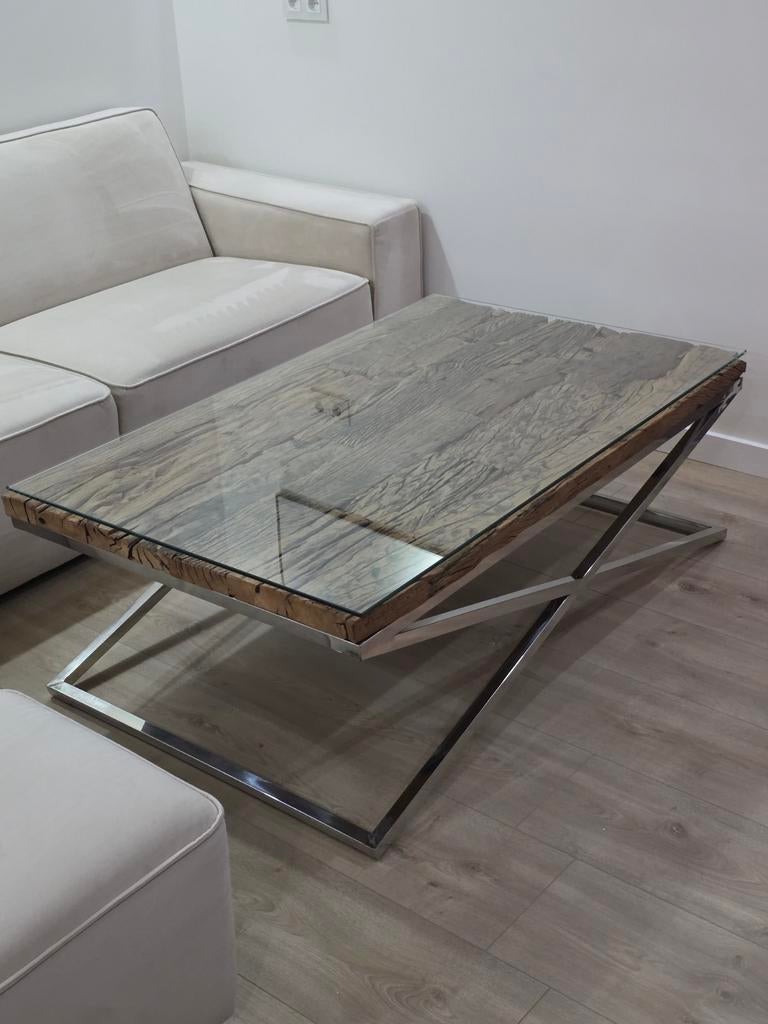 Salontafel Rixos met Glasplaat, Huis en Inrichting, Tafels | Salontafels, Ophalen, 100 tot 150 cm, 50 tot 100 cm, Zo goed als nieuw