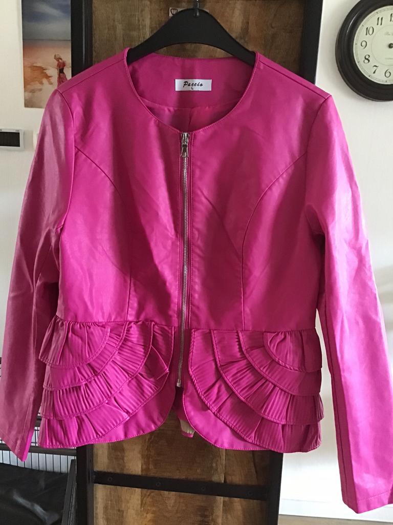 Nep leren jasje, Ophalen of Verzenden, Zo goed als nieuw, Maat 38/40 (M), Roze