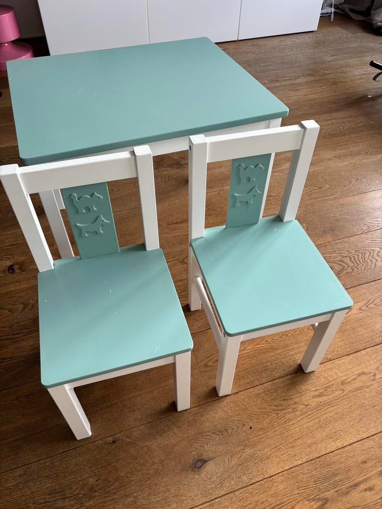 IKEA KRITTER kindertafel met 2 stoeltjes - mintgroen, Ophalen, Gebruikt, Tafel(s) en Stoel(en)