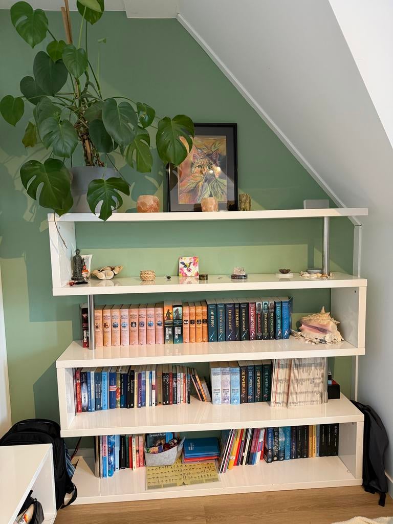 Boekenkast hoogglans wit 165x35x155 cm, Ophalen, Met plank(en), Gebruikt, 150 tot 200 cm