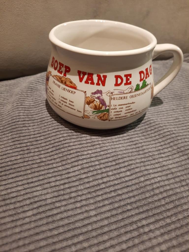 Vintage Soep van de Dag Kommetje - Onbeschadigd, Huis en Inrichting, Keuken | Servies, Keramiek, Ophalen of Verzenden, Zo goed als nieuw