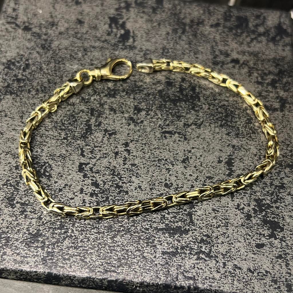 14k gouden armband koningsschakel massieve schakel, Ophalen of Verzenden, Zo goed als nieuw, Goud