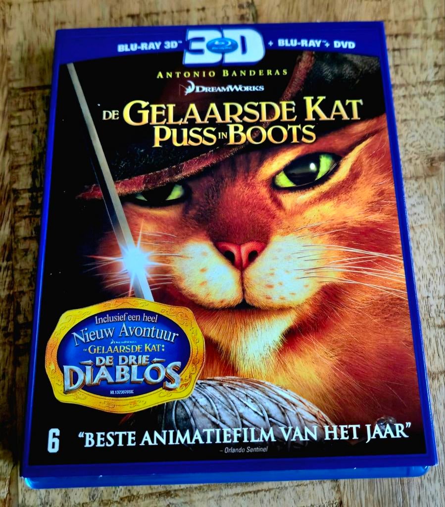 Puss in Boots 3D blu-ray 3-pack, Cd's en Dvd's, Blu-ray, Ophalen of Verzenden, Zo goed als nieuw, Avontuur