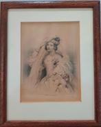 Antieke portret van een bruid,LILIA,potlood tekening, Ophalen of Verzenden