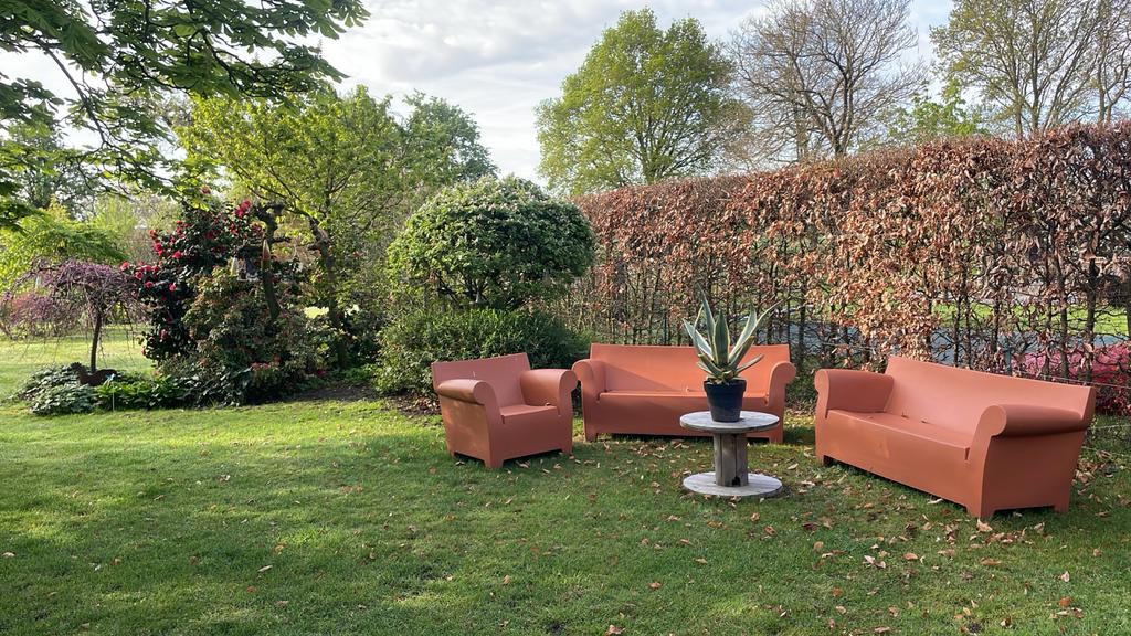 kartell bubble club loungeset 2 banken en 2 stoelen, Tuin en Terras, Ophalen, 5 zitplaatsen, Kunststof, Gebruikt