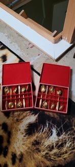 Set van 12 gouden lepeltjes in rode geschenkdoos, Ophalen of Verzenden