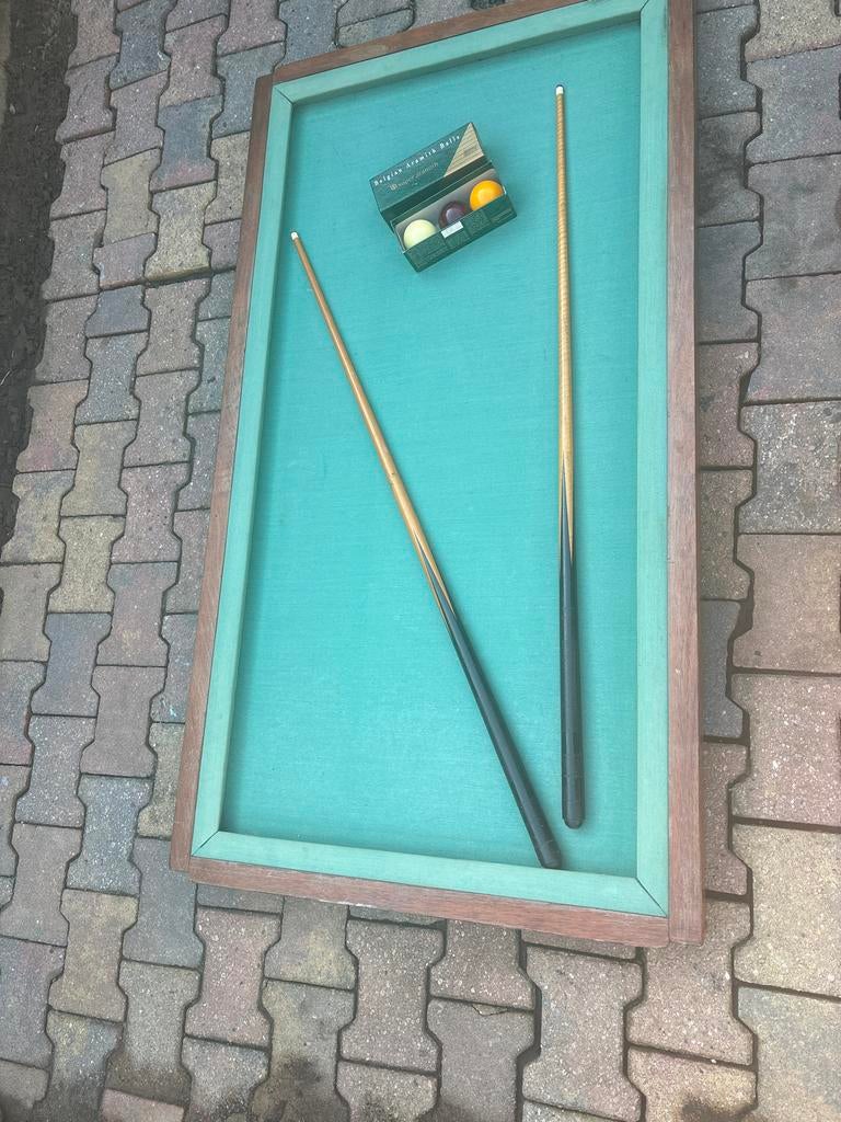 Antieke snookertafel met ballen en stokken, Ophalen of Verzenden, Gebruikt, Snookertafel