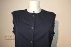 Lanvin donker blauwe door knoop blouse top kraagje wit F44, Lanvin, Maat 42/44 (L), Zo goed als nieuw, Verzenden