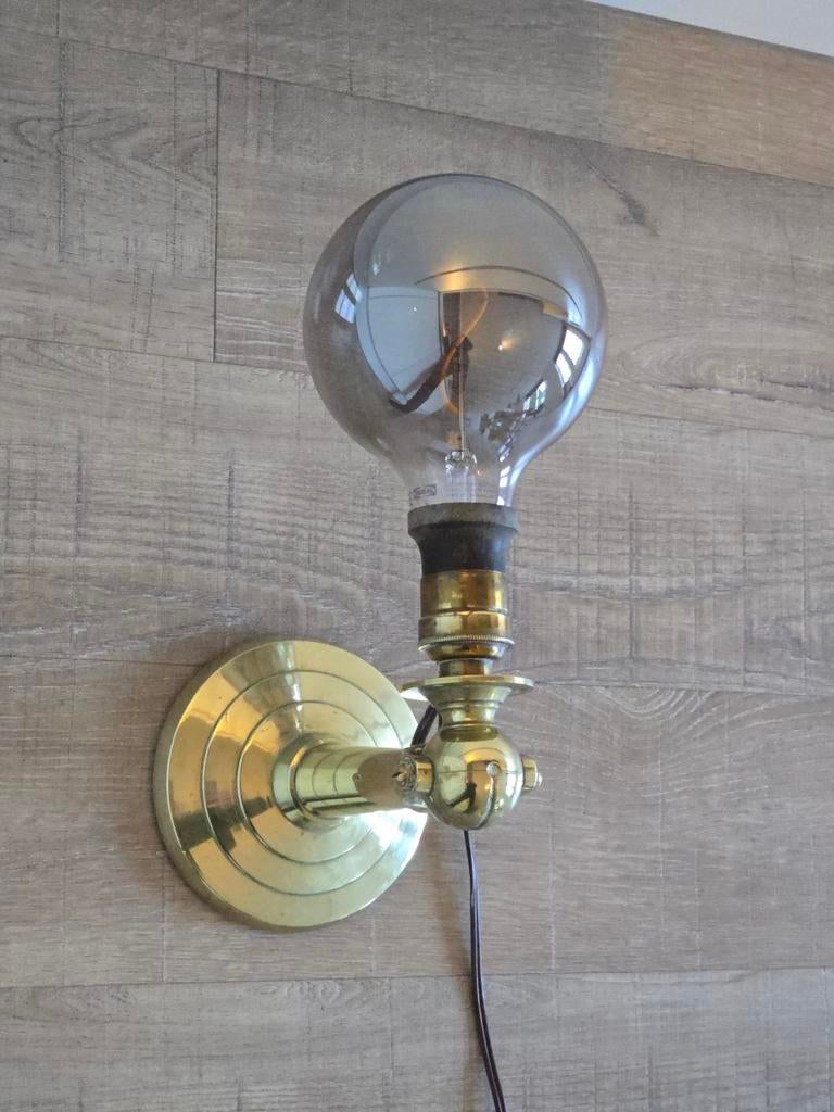 Antiek koperen wand / staande scheeps-cardanische lamp €49, Ophalen of Verzenden
