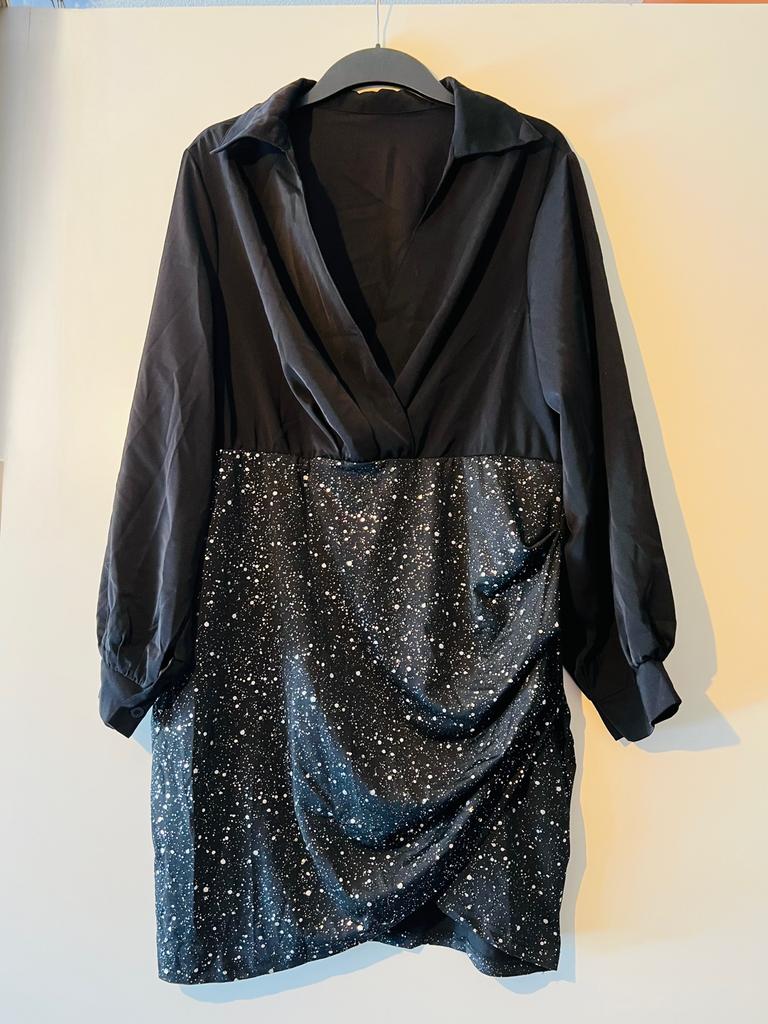 Jurk met glitters XL, Ophalen of Verzenden, Zo goed als nieuw, Zwart, Jurk