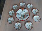 Porseleinen Japans bord met 9 kleine bordjes., Ophalen of Verzenden