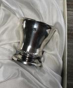 Verzilverde kinder ontbijtset beker eierdop lepeltje ring, Overige materialen, Overige typen, Ophalen of Verzenden, Zo goed als nieuw