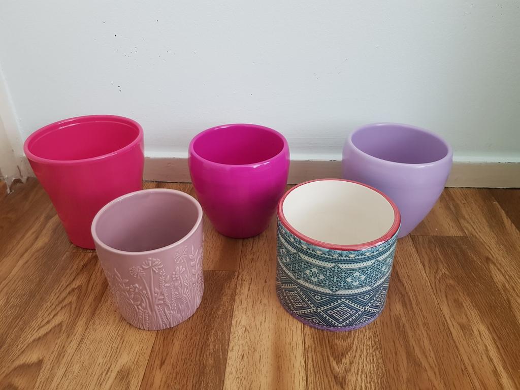 5x keramische potten nieuw, Tuin en Terras, Ophalen, Rond, Nieuw, Aardewerk