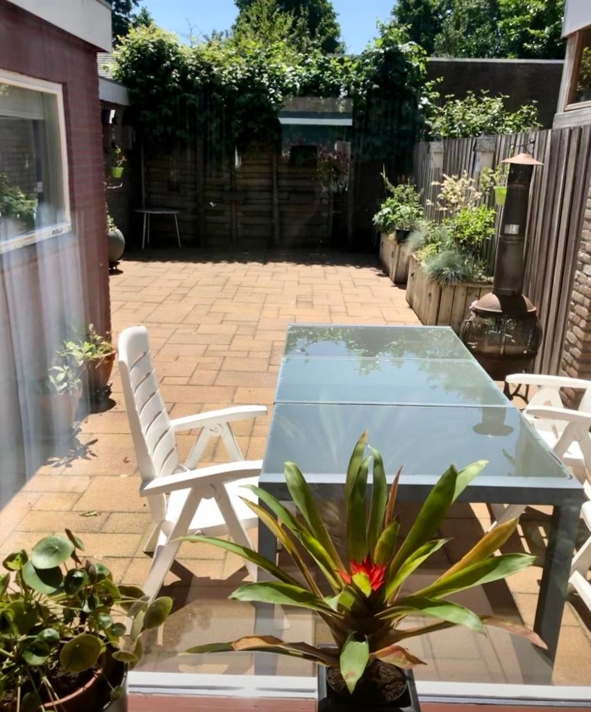 Tuintafel 1,00 x 2,00m met glazen blad, Ophalen, Gebruikt, Rechthoekig, Metaal