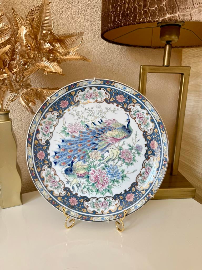 Vintage VAGA International Sierbord met Pauwen en Bloemen, Ophalen of Verzenden