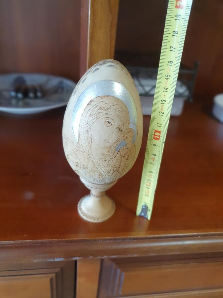 Vintage Russische handbeschilderde eieren - bloemen & iconen, Ophalen of Verzenden