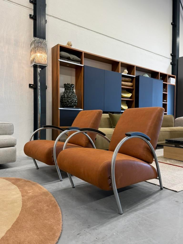 2 Gelderland Generations 5770 Fauteuil bruin Lotus Stoel, Huis en Inrichting, Gebruikt, Gelderland, 50 tot 75 cm, Leer