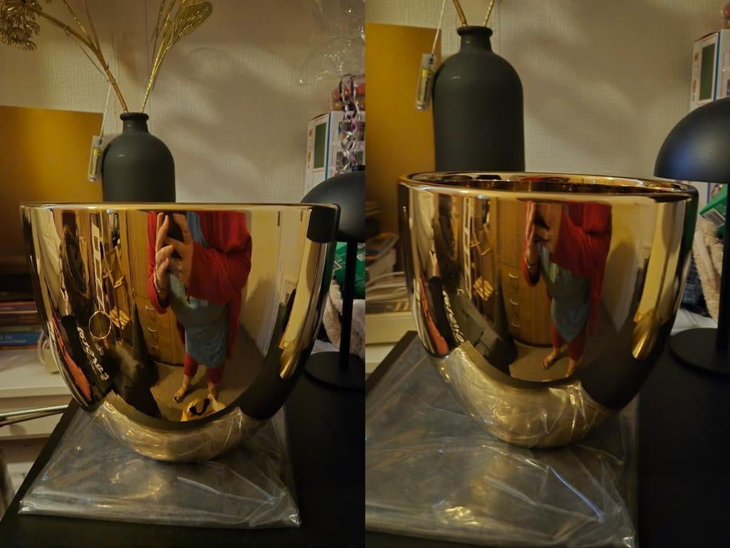 Gouden binnem bloempotten 3 grote, 2 kleine ZGAN, Tuin en Terras, Bloempotten, Ophalen, Overige materialen, Rond, Binnen