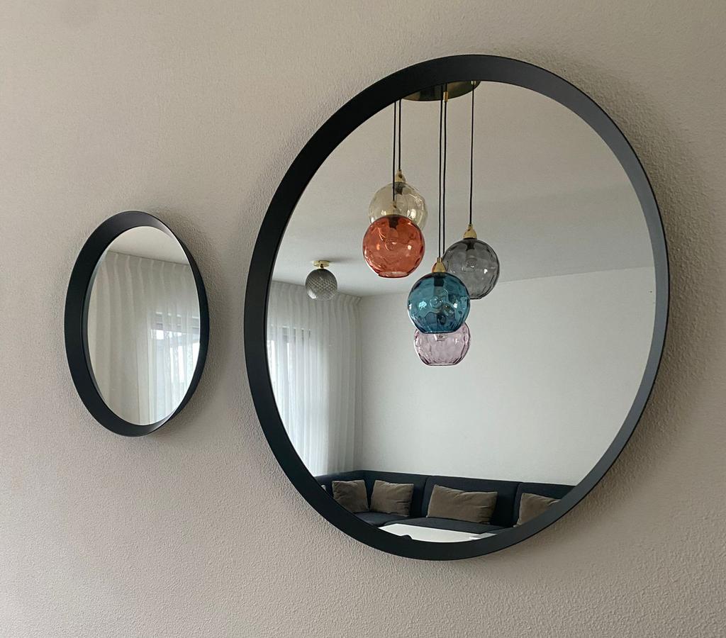 IKEA Langesund spiegelset rond in zwart, Huis en Inrichting, Woonaccessoires | Spiegels, Ophalen of Verzenden, Zo goed als nieuw
