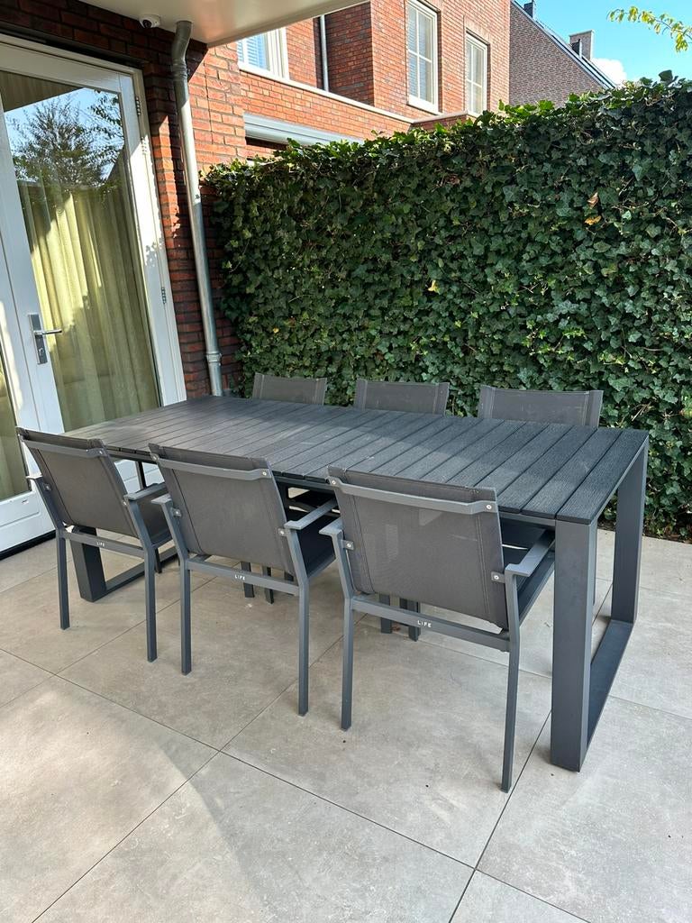 Life Outdoor Living 6-persoons tuinset - Goede staat, Tuin en Terras, Tuinsets en Loungesets, Ophalen, 6 zitplaatsen, Aluminium