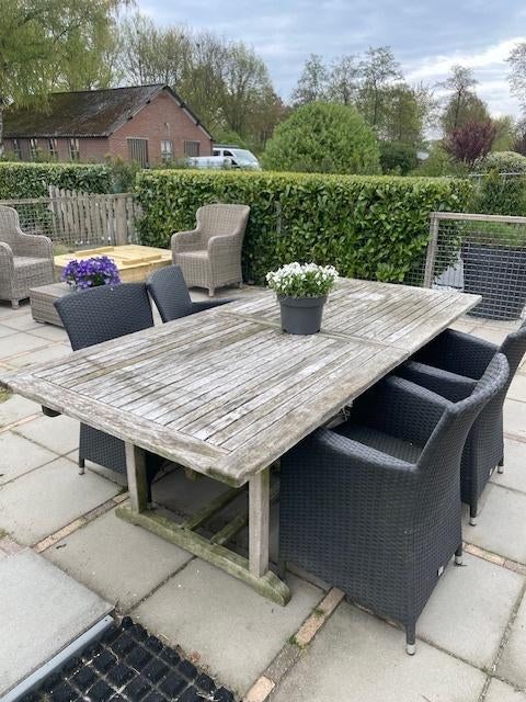 Hardhouten tuintafel 2.20 tot 3.00 meter, Tuin en Terras, Tuintafels, Ophalen, Gebruikt, Rechthoekig, Hout