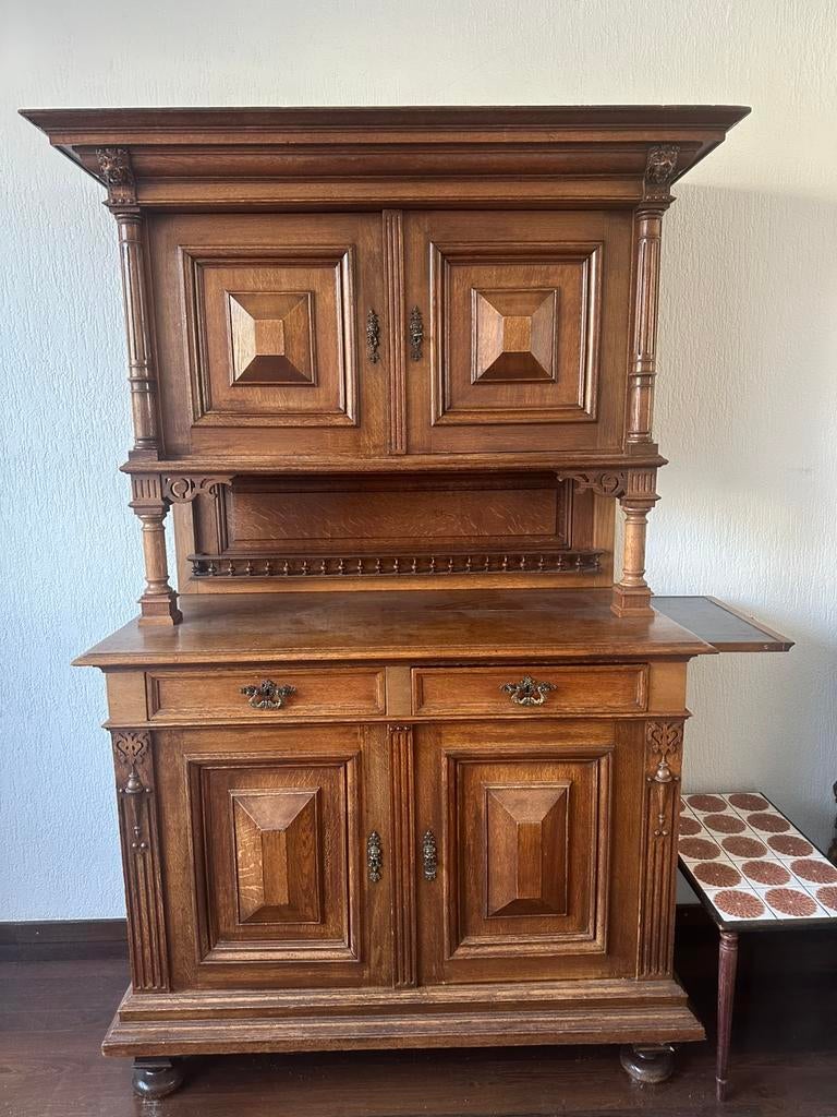 Antieke Mechelse buffetkast in pracht staat t.e.a.b., Ophalen, Gebruikt, Eikenhout, 150 tot 200 cm