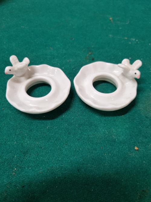 -	Kaarsen ringen met duifje porselein, Ophalen of Verzenden