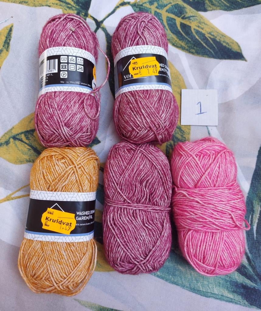 5 bollen katoen meerdere kleuren, Ophalen of Verzenden, Nieuw, Breien of Haken, Wol of Garen