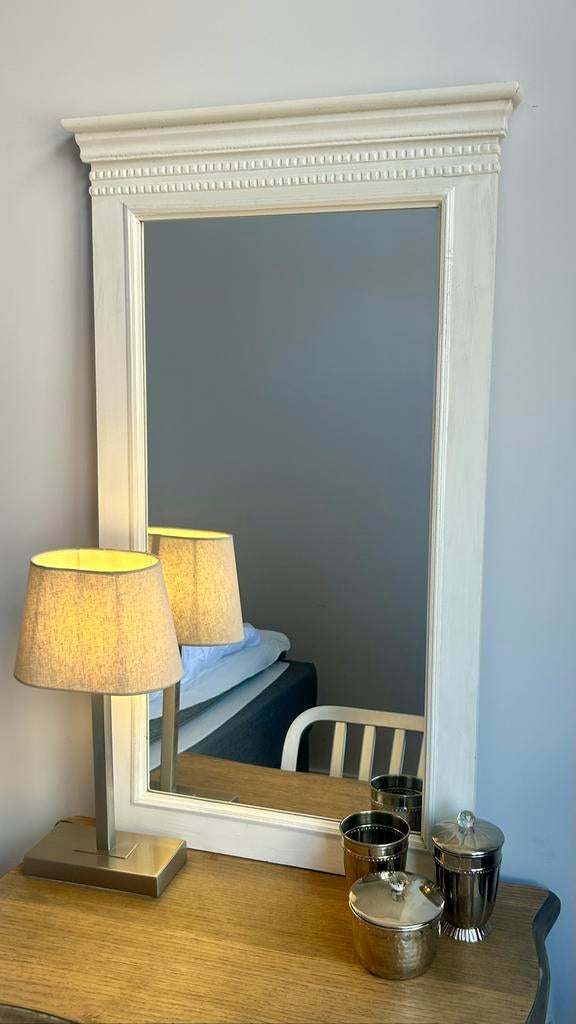 Romantische witte spiegel 60x90 cm, Huis en Inrichting, Woonaccessoires | Spiegels, Ophalen, Gebruikt, Minder dan 100 cm, Rechthoekig