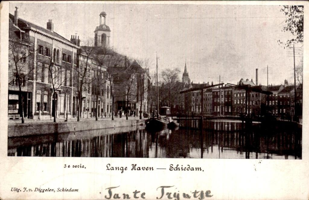 Lange haven- Schiedam, Ophalen of Verzenden, Voor 1920, Gelopen, Zuid-Holland
