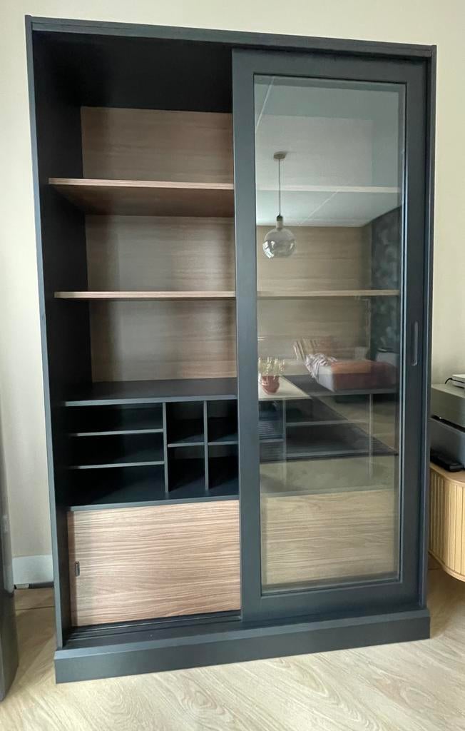 Gedemonstreerd Woood vitrine kast James, Ophalen, Zo goed als nieuw, 25 tot 50 cm, 200 cm of meer