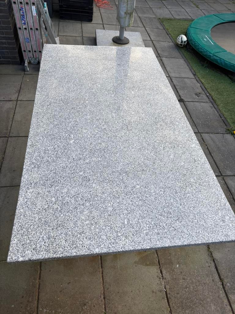 Buitentafel met blad van marmer, Ophalen, Gebruikt, Rechthoekig, Aluminium