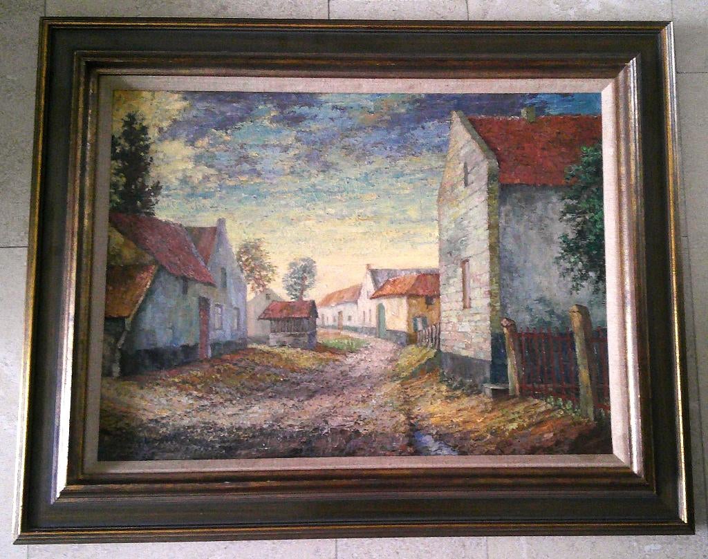 Dorpsgezicht ergens in Limburg ca. 1950 - ges. M. MERK