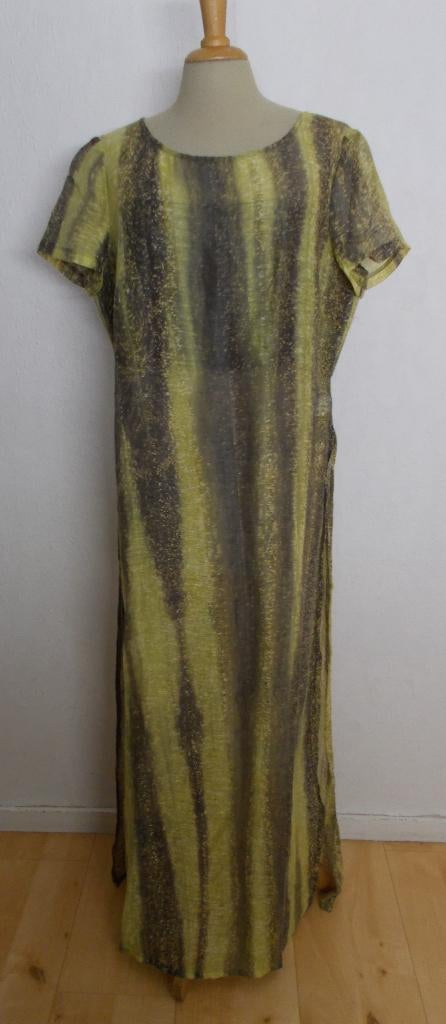 Mooie katoen/linnen maxi jurk van Jean Paul! 42, Bruin, Verzenden, Maat 42/44 (L), Zo goed als nieuw