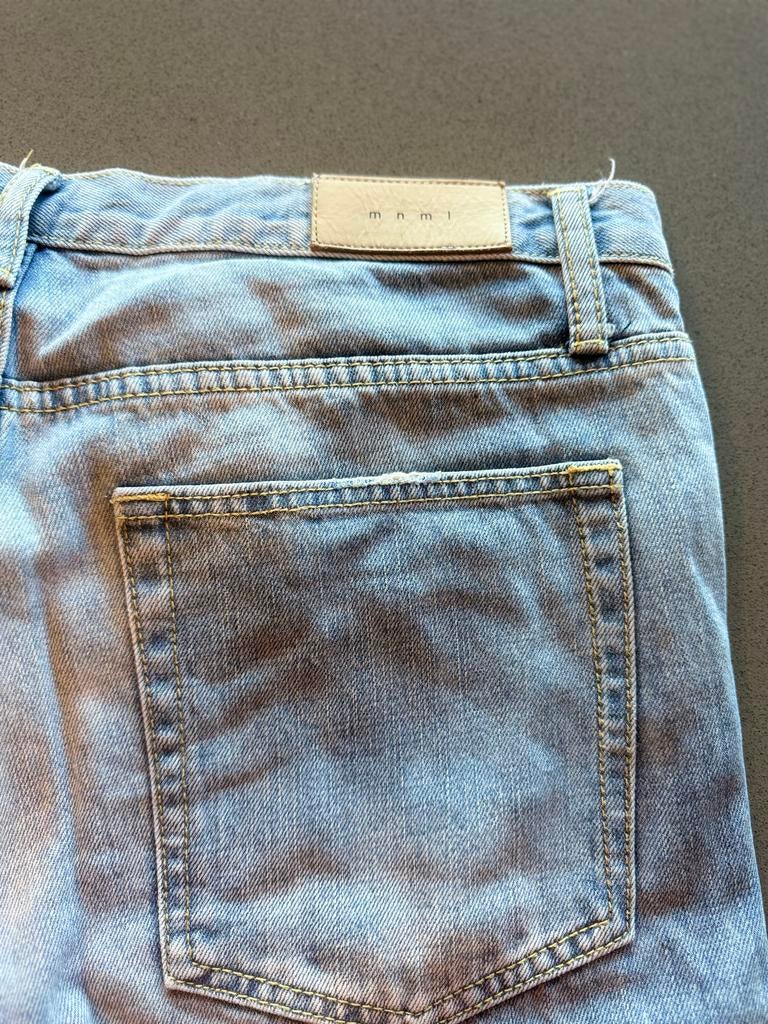 MNML Biker Jeans uit Amerika - Lichtblauw, Ophalen of Verzenden, Zo goed als nieuw, Blauw, W33 - W34 (confectie 48/50)