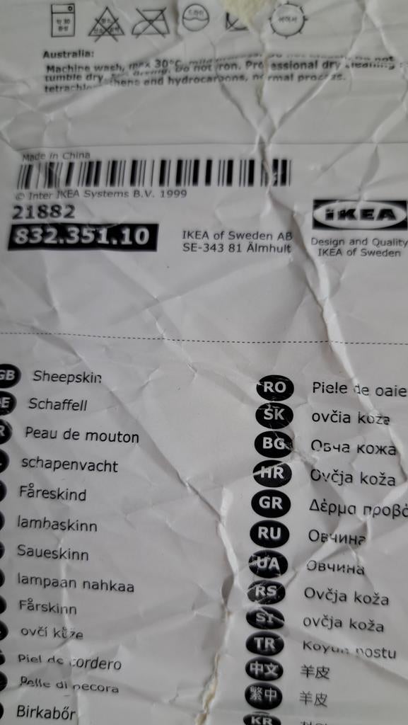 Ikea Ludde schapenvacht, Ophalen of Verzenden, Wit, Rechthoekig, 50 tot 100 cm