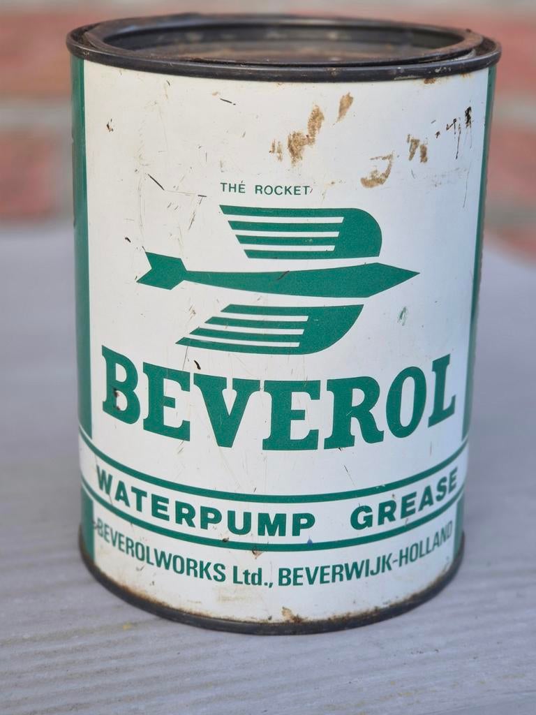 Beverol Olie Waterpump Grease blik Beverwijk, Verzamelen, Ophalen of Verzenden, Gebruikt, Overige