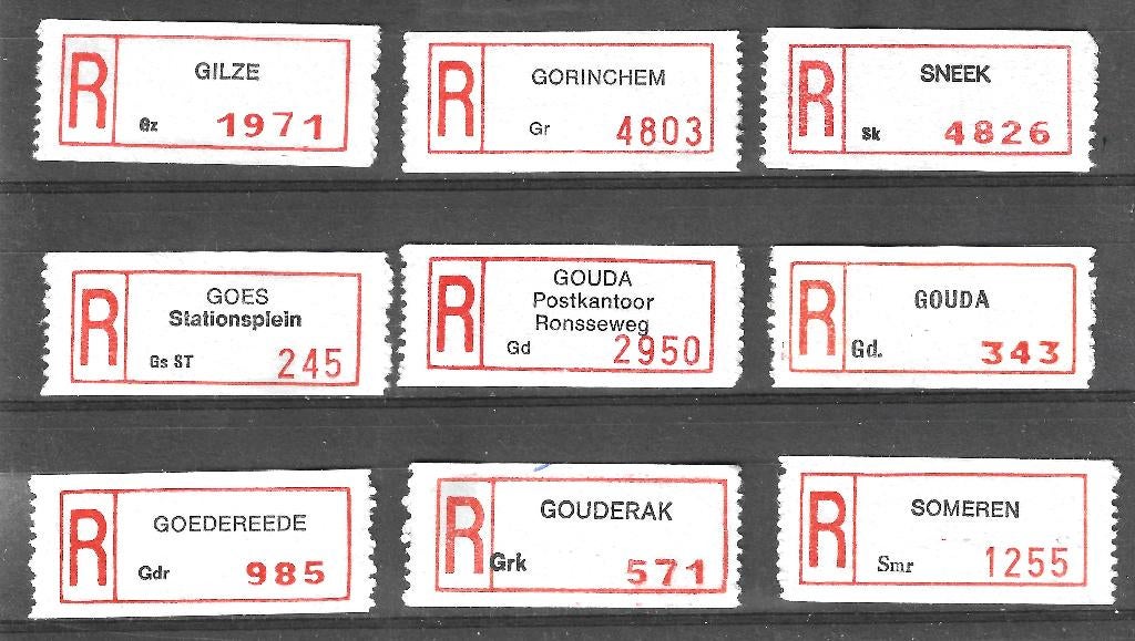Nederland Aantekenstrookjes - 16, Postzegels en Munten, Postzegels | Nederland, Ophalen of Verzenden, Na 1940