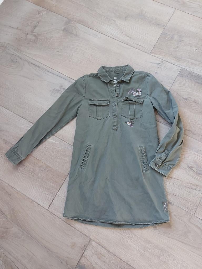 WE fashion - jeans jurk - groen - maat 146, Ophalen of Verzenden, Zo goed als nieuw, Meisje, Broek