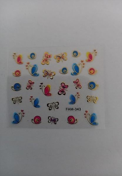 Velletje nagel water decals stickers FAM-343 vlinders, Verzenden, Nieuw, Goud, Handen en Nagels
