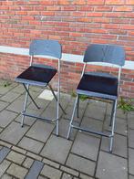 Set van 2 IKEA Barstoelen - Zwart/Zilver - Inklapbaar, Ophalen, Gebruikt, Twee, Zwart